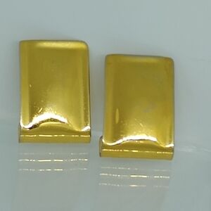 * 1992 Carlton Ridge signed Sutton Hoo gold tone rectangle curl earrings